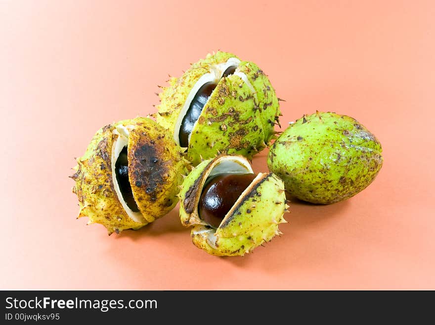 Chestnuts on background