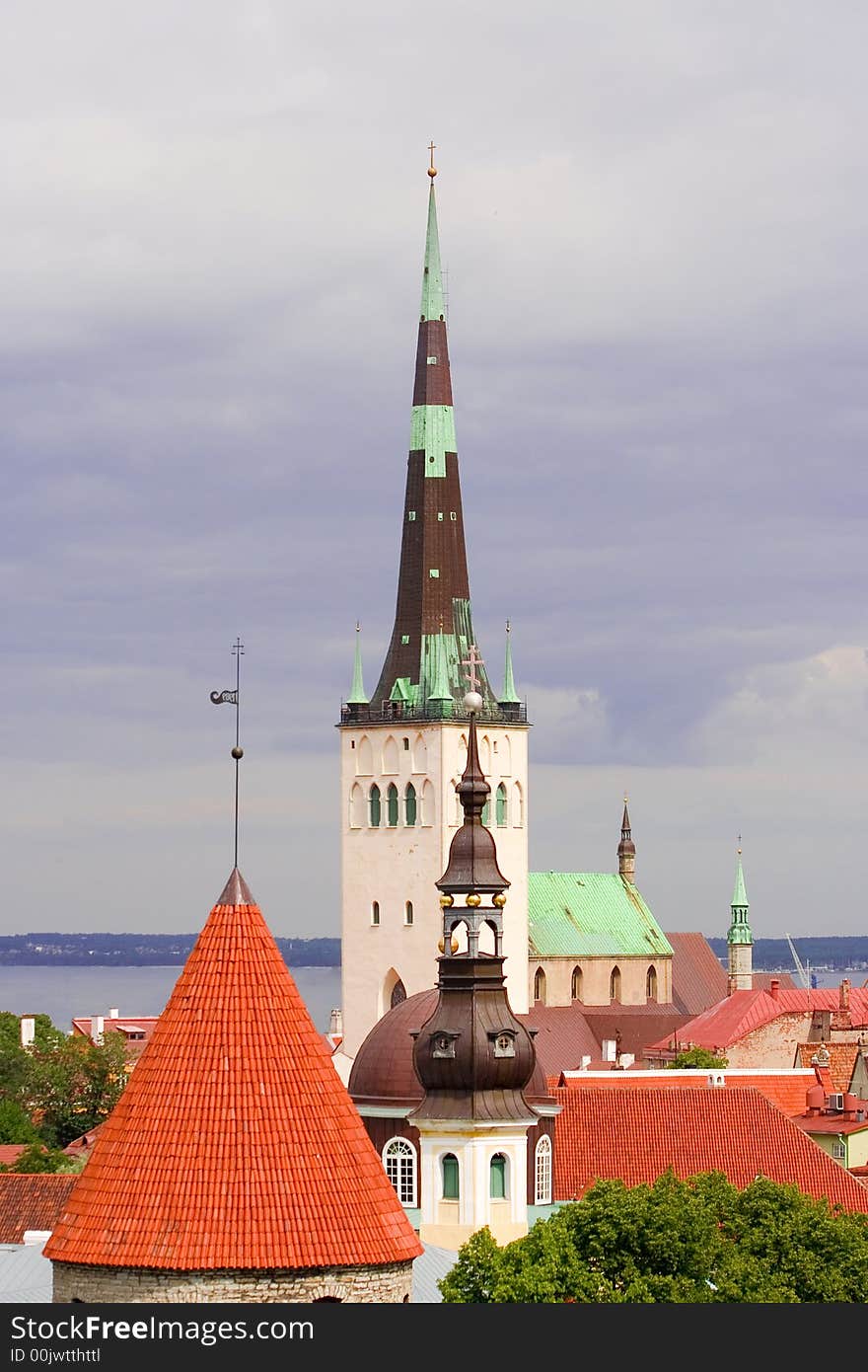 Tallinn, the Capital of Estonia Rooftops of the central part of the City the Old Town.