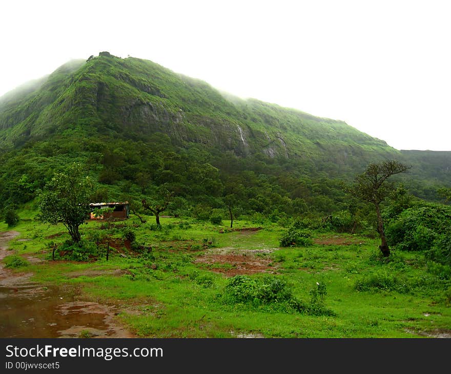 The distant and dark green mountain greenery in India. The distant and dark green mountain greenery in India.