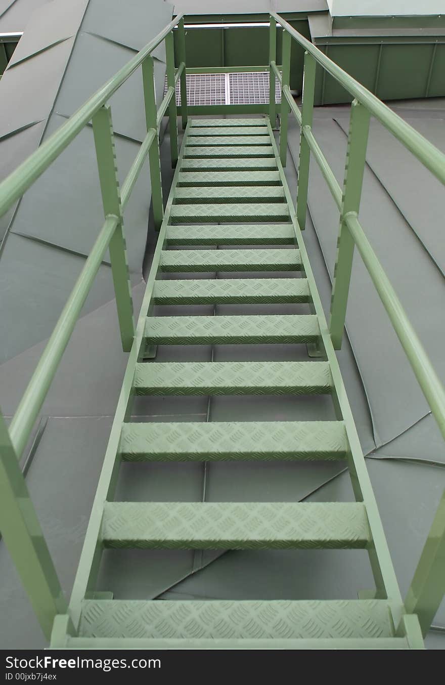 Ladder on a roof of a building