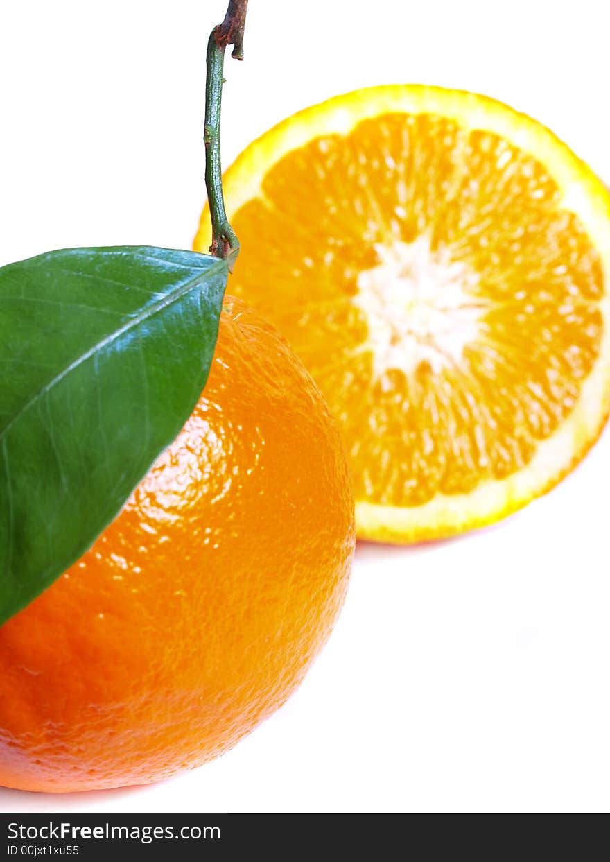 Oranges on a white