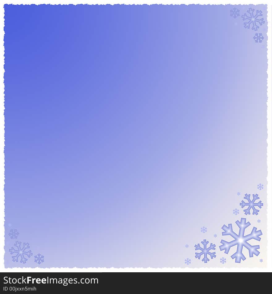 A graphic illustration of snowflakes against a blue gradient background with snow white trim. A graphic illustration of snowflakes against a blue gradient background with snow white trim.