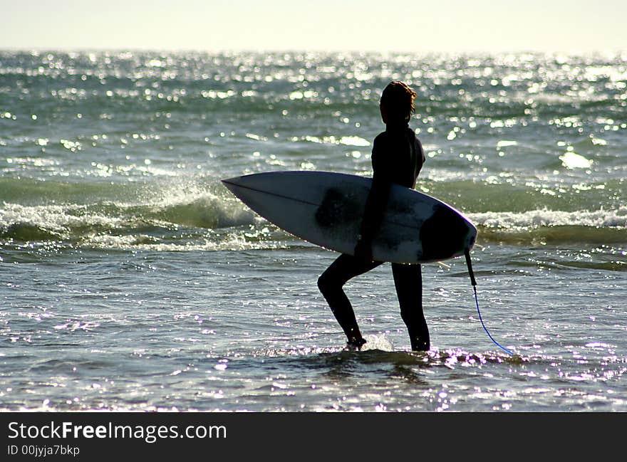 Surfer In The Shore