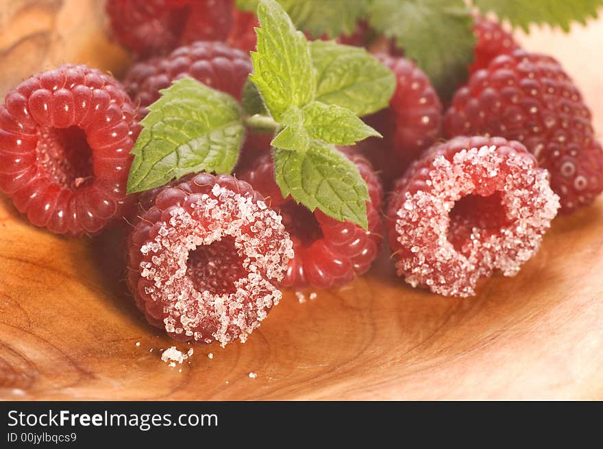 Sweet raspberries and mint