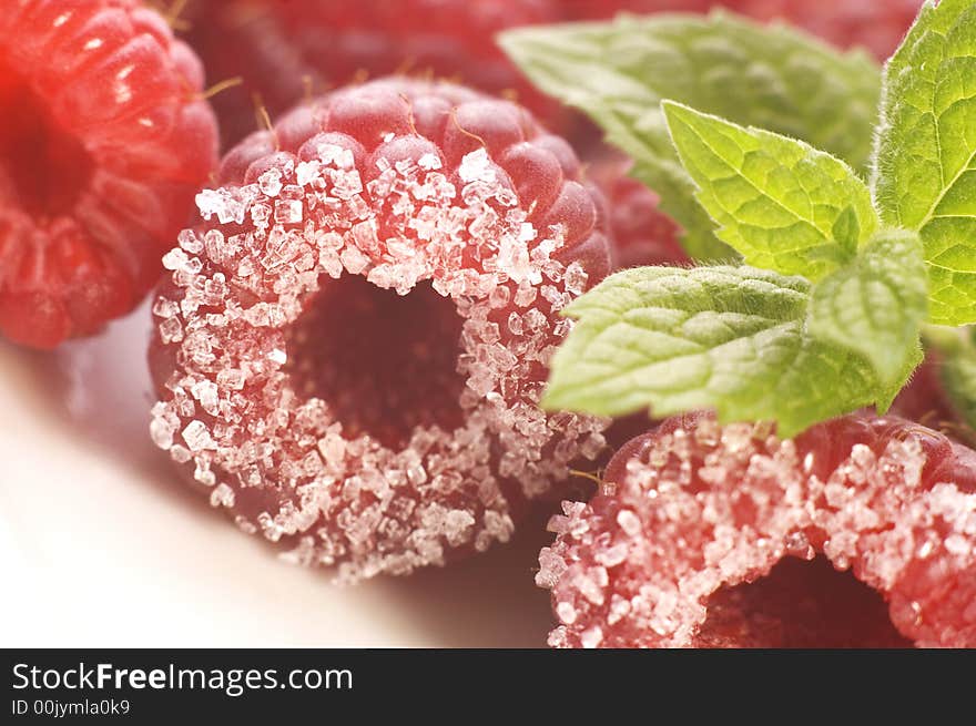 Sweet raspberries and mint