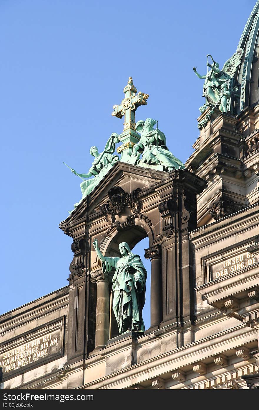 Main statue on the facade of Berlin Cathedral