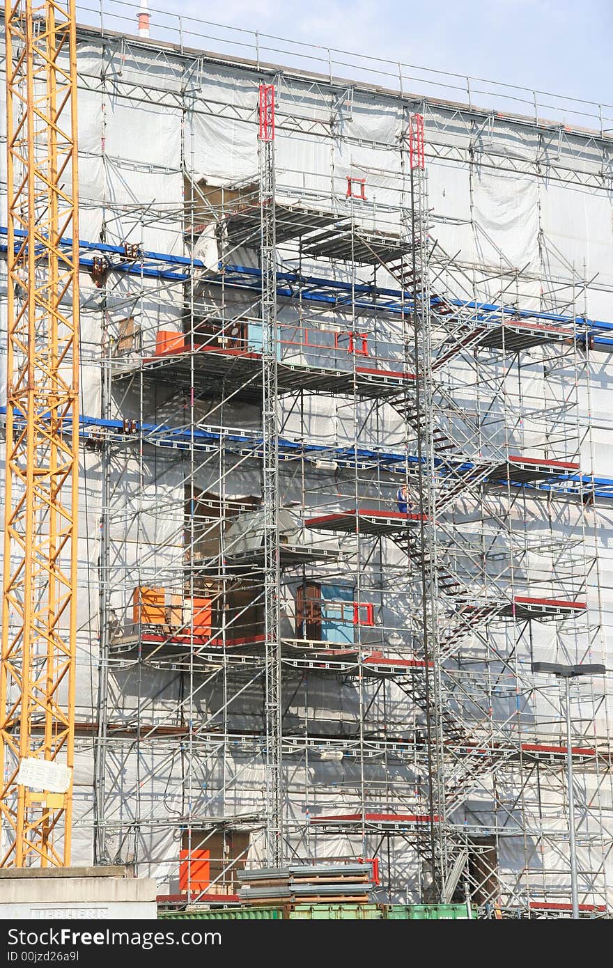 Scaffolding on a construction site