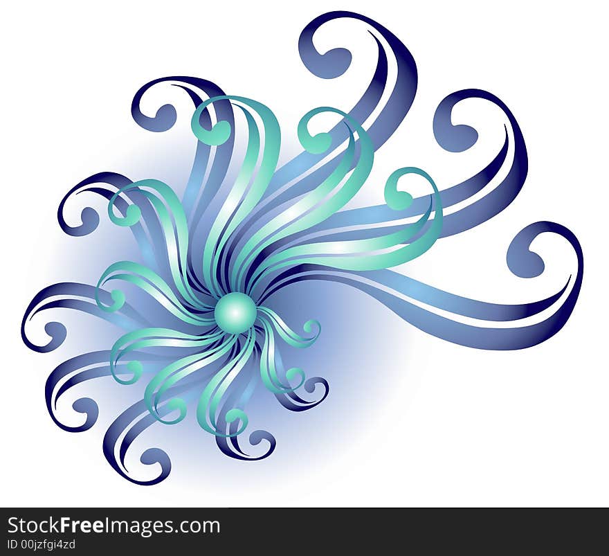 A clip art illustration of a swirling ribbon like design in blue colors. A clip art illustration of a swirling ribbon like design in blue colors