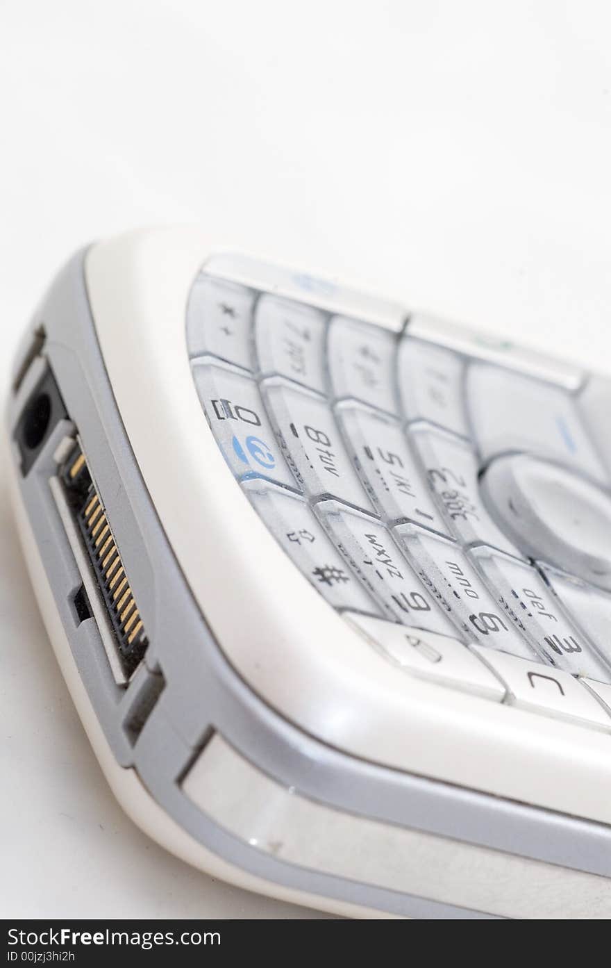 Close up view on mobile phone keyboard.