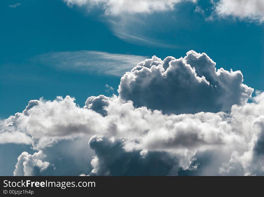 Large cumulus clouds in the sky