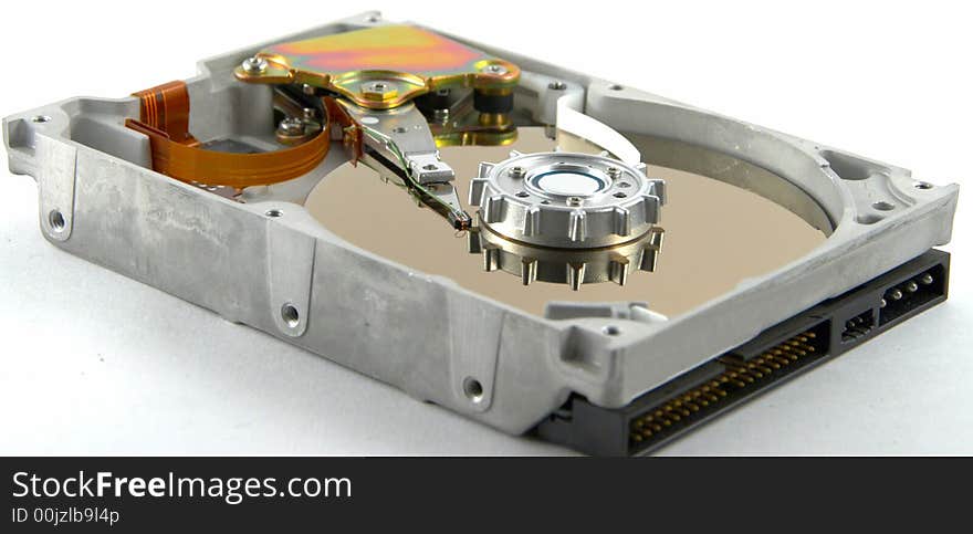 The hard disk, in the disassembled condition, is shown the internal device