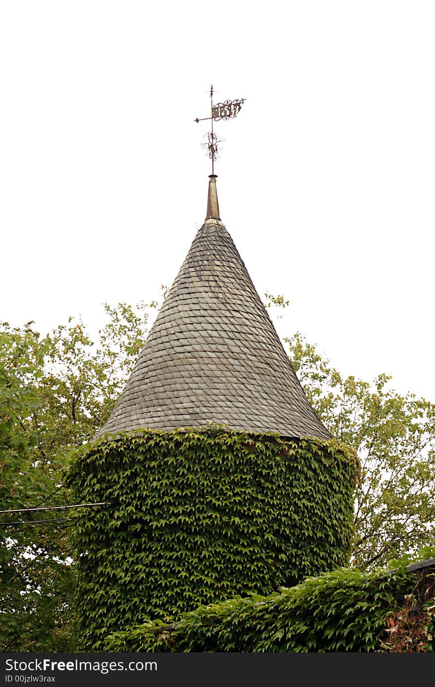 Old tower and leaves in Brausfels in Germany. Old tower and leaves in Brausfels in Germany