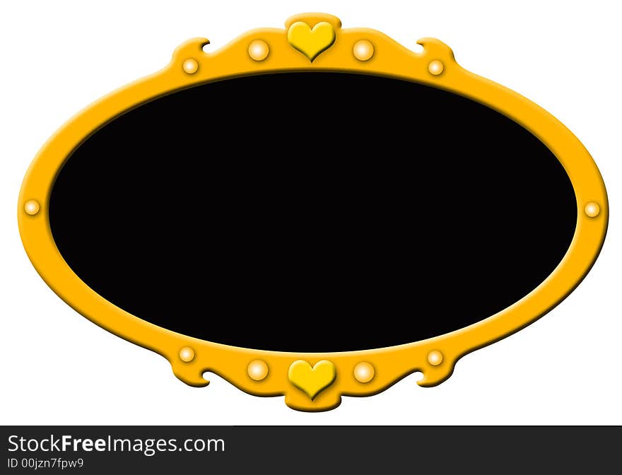 Oval golden frame with a black frame inside. Oval golden frame with a black frame inside