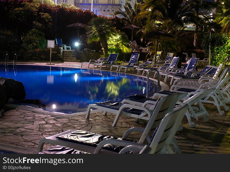 Night shoot of hotel swimming pool