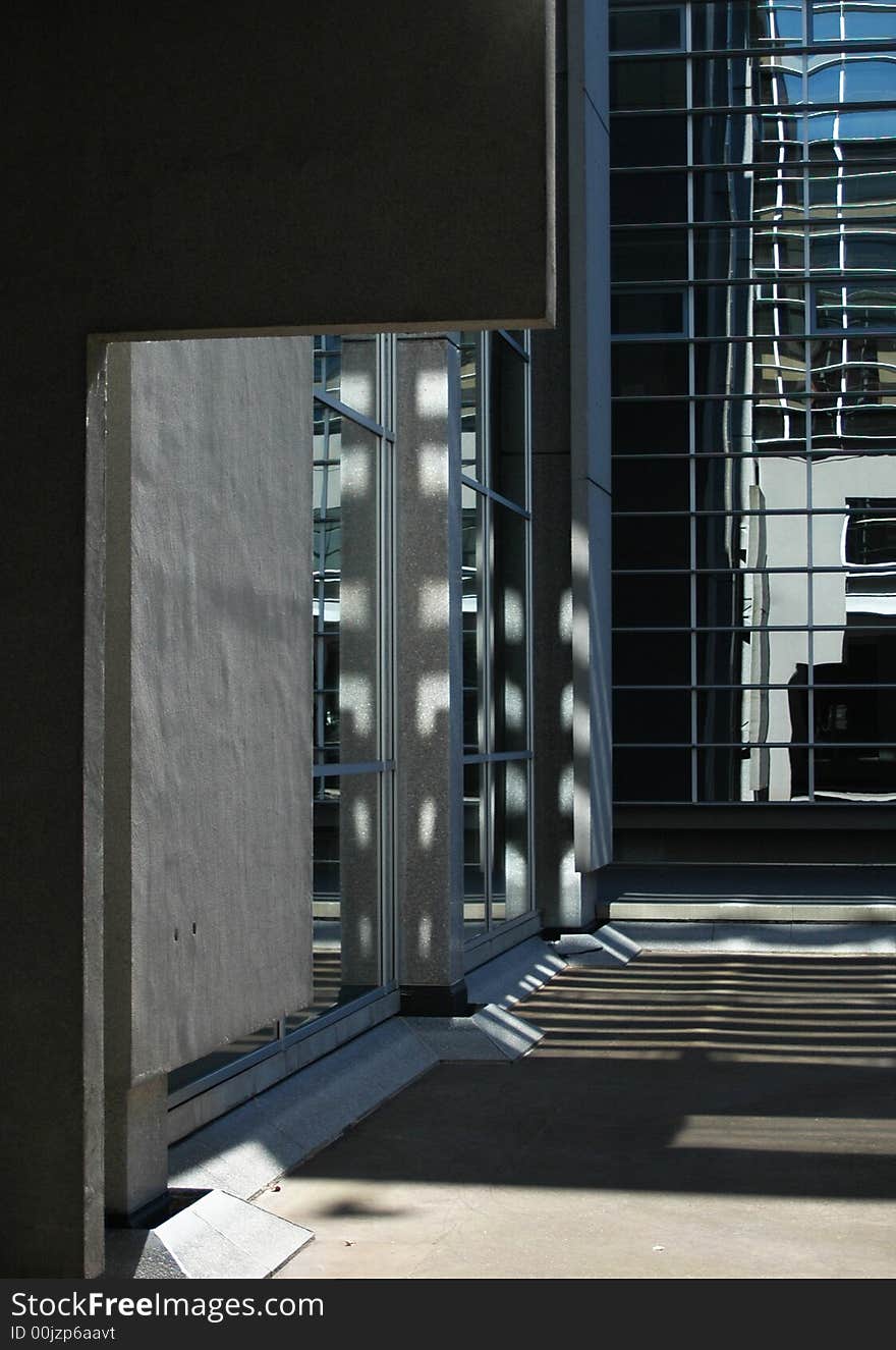 A detail of a modern bank building. A detail of a modern bank building