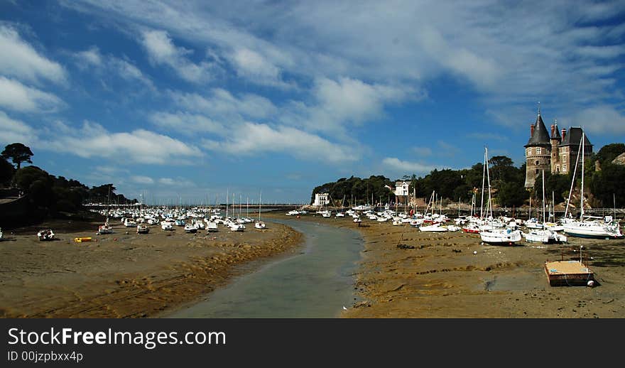 A harbour in brittany in the tide