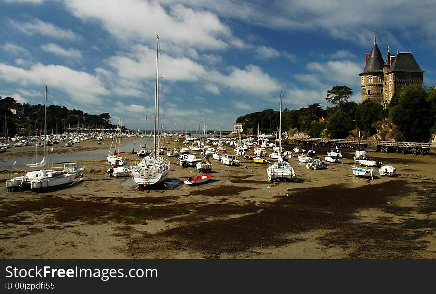 A harbour in brittany in the tide