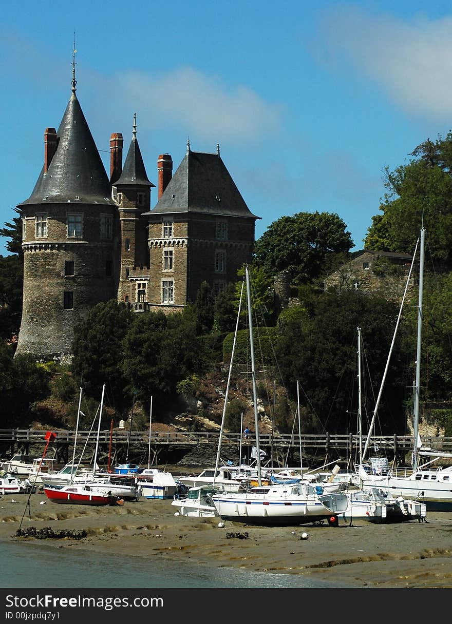 A harbour in brittany in the tide