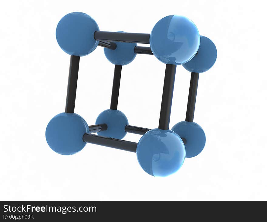 Isolated blue molecule - 3d render