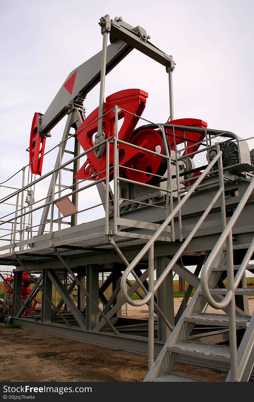 Grey oil pump, close view. Grey oil pump, close view.