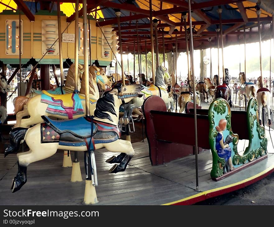 Photo of a vintage merry go round in a city park. copy space included. Photo of a vintage merry go round in a city park. copy space included