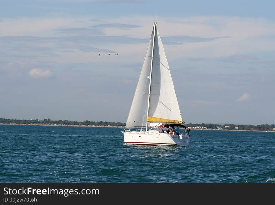 Sailboat near the harbour, Port Camargue, France