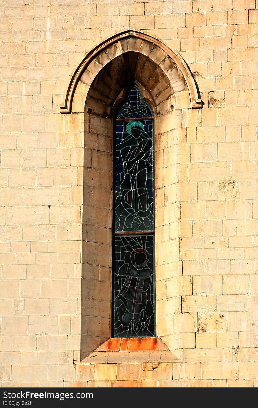 Detail of a window in the cathedral captured in Visso / Marche / Italy. Detail of a window in the cathedral captured in Visso / Marche / Italy