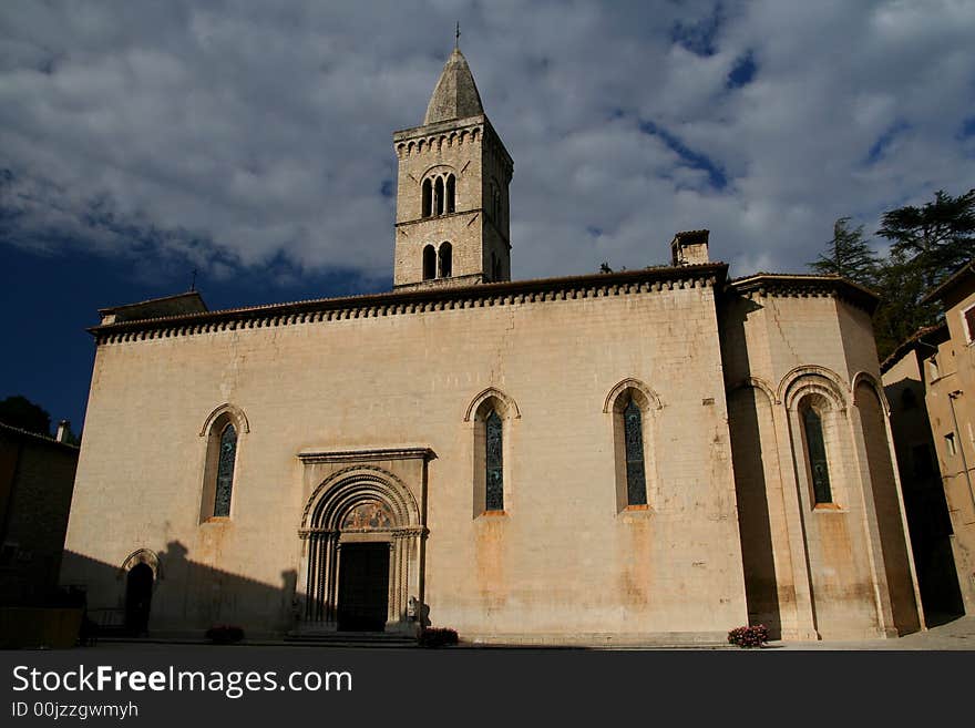 Cathedral view captured in Visso / Marche / Italy. Cathedral view captured in Visso / Marche / Italy