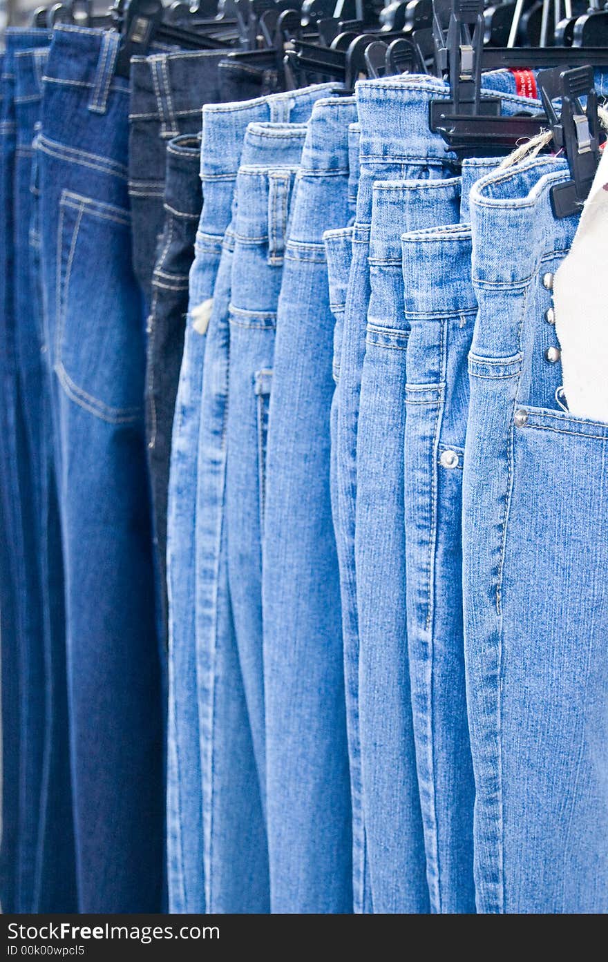 Jeans for sale on a market