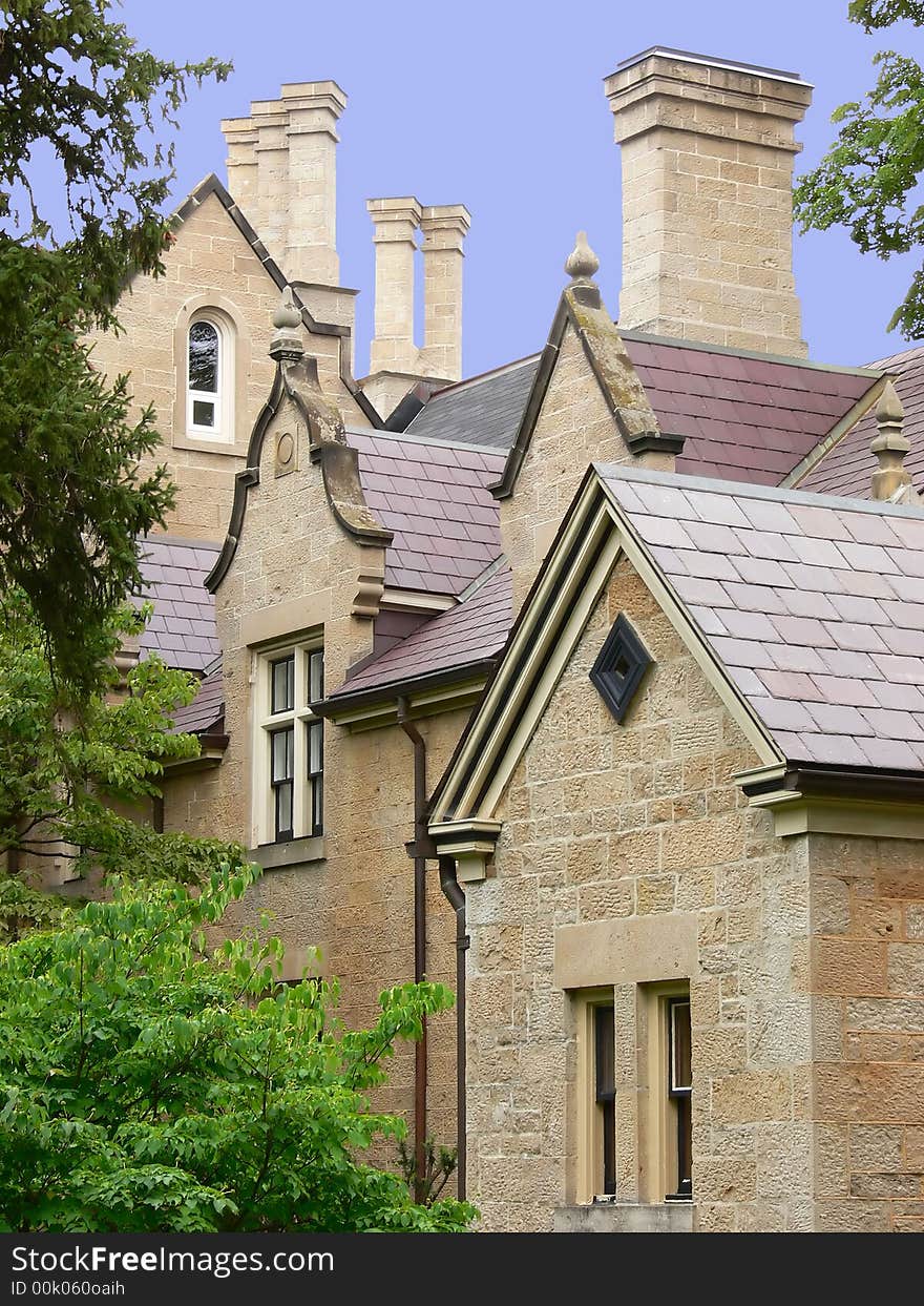 A complex of very old buildings surrounded be a large park. The buildings
are in excellent conditions.