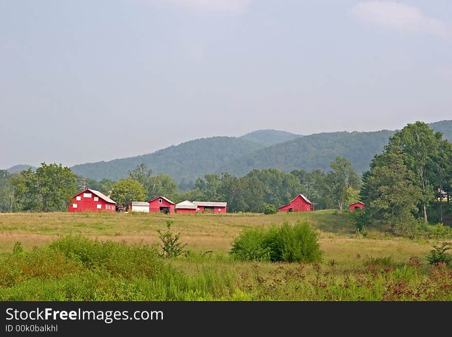 Red Barns in the Distance