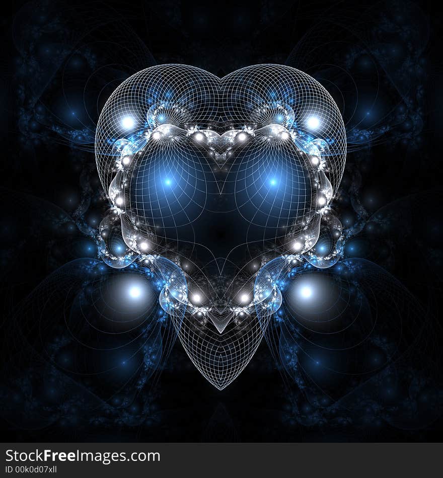 Abstract mesh floral heart rendering. Abstract mesh floral heart rendering