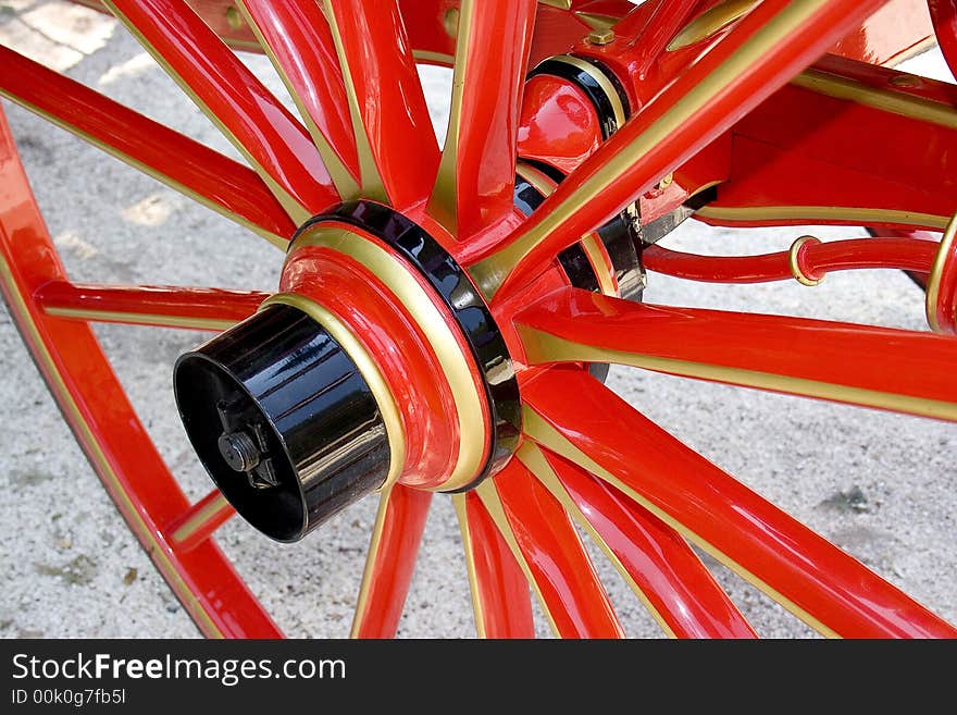 17th century carriage wheel and hub.