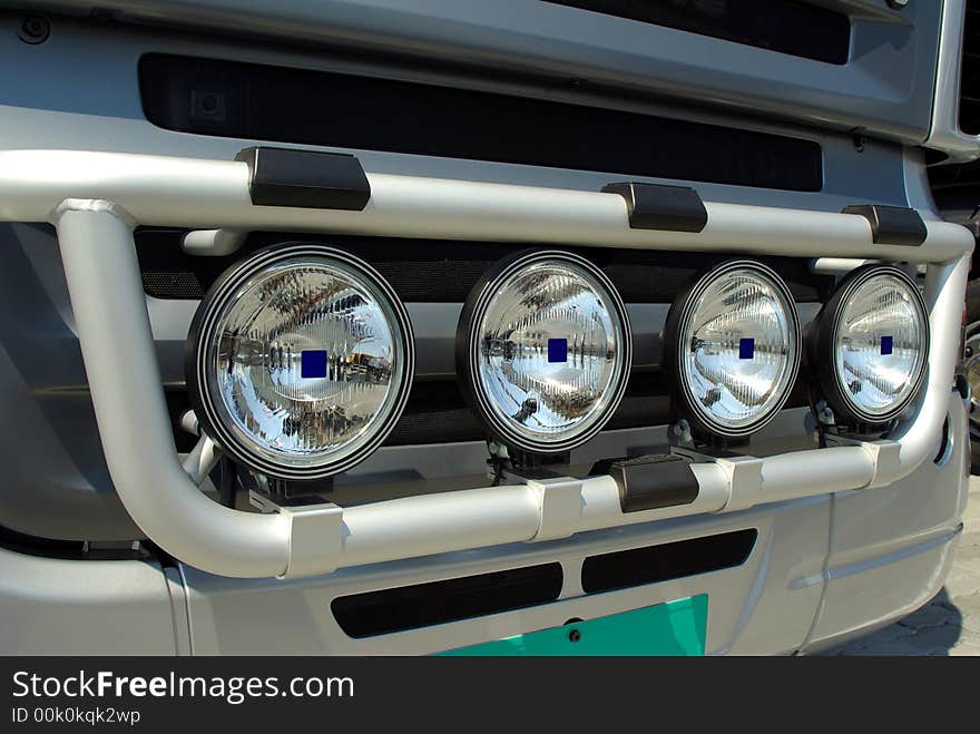 Floodlights of a new truck.