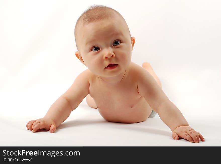 Sweet white girl on white background. Sweet white girl on white background