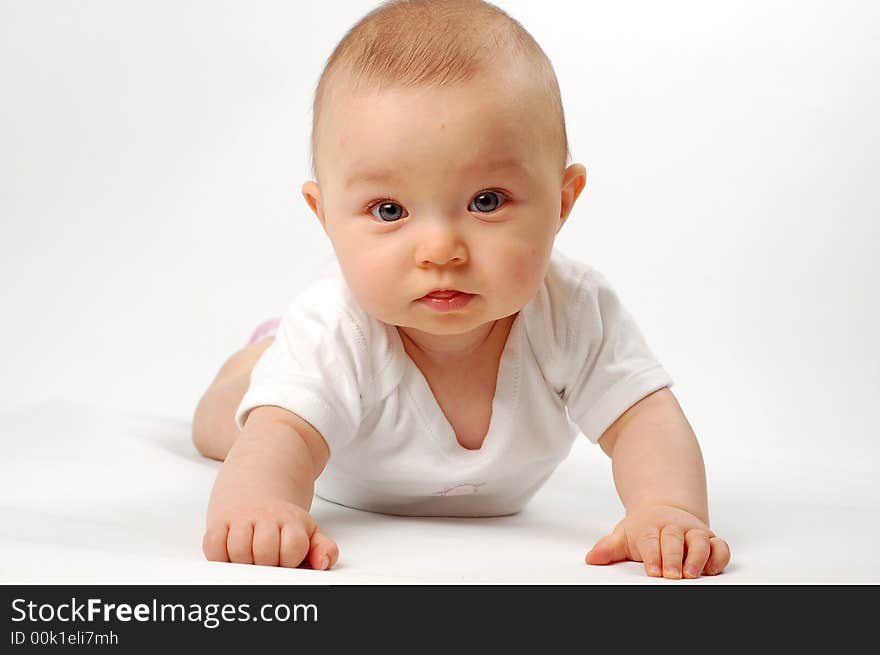 Sweet white girl on white background. Sweet white girl on white background