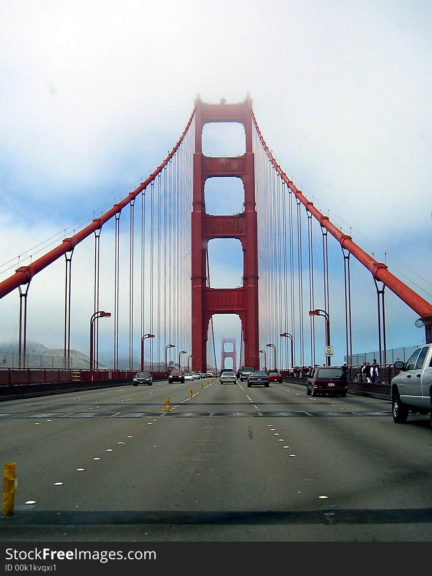 View on top of the Golden Gate Bridge, San Francisco, California