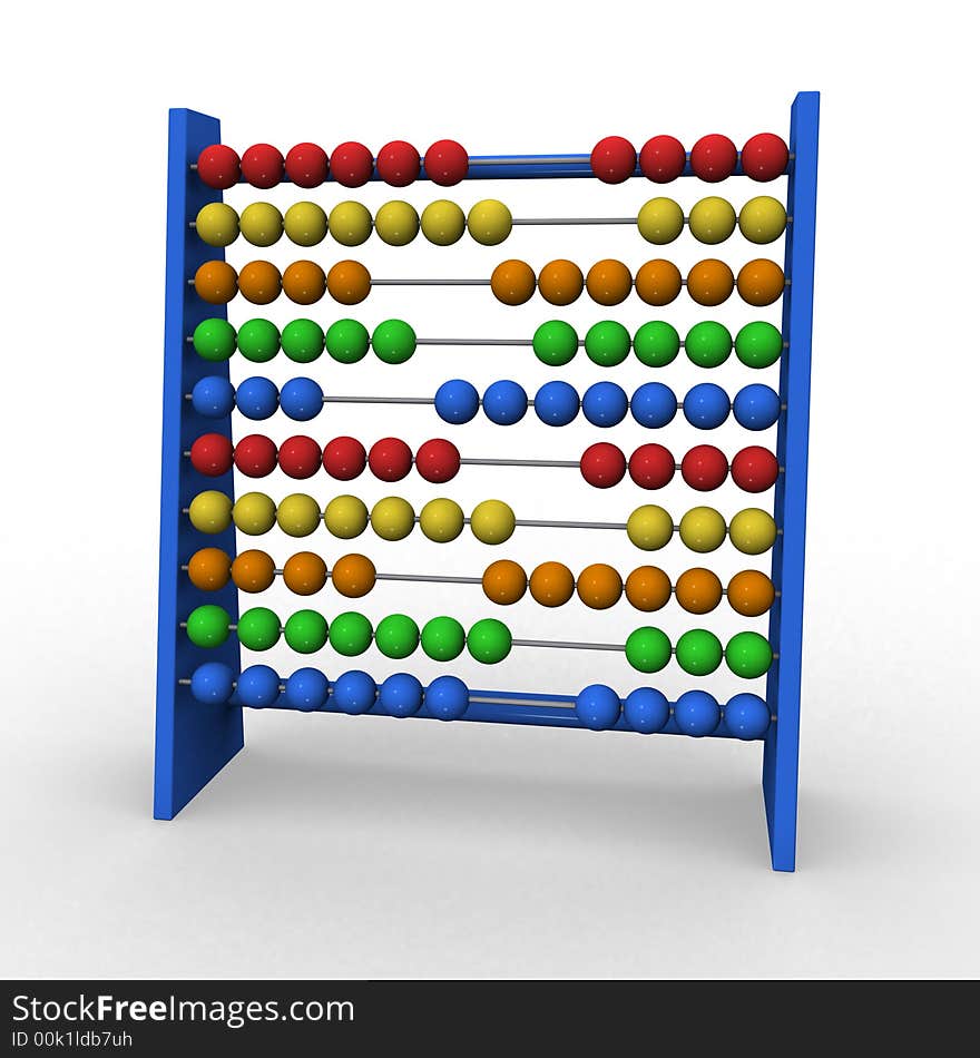 3d rendering illustration of an abacus. A clipping path is included for easy editing.