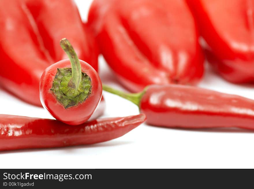 A image of sweet and hot red peppers. A image of sweet and hot red peppers