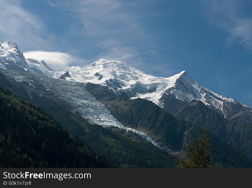 Alps highes peak, the Mont Blanc, in summer