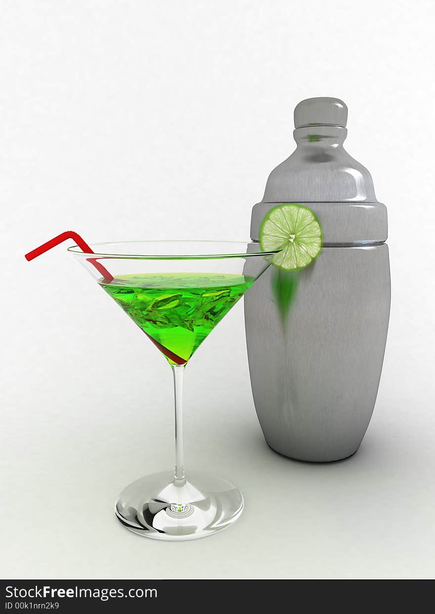 3d rendering illustration of a cocktail