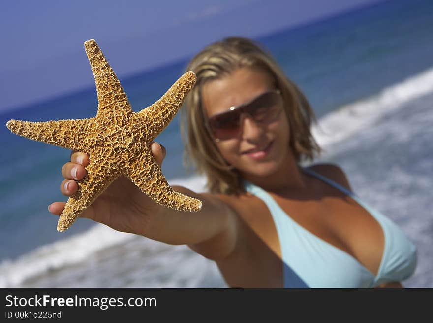 Woman with starfish