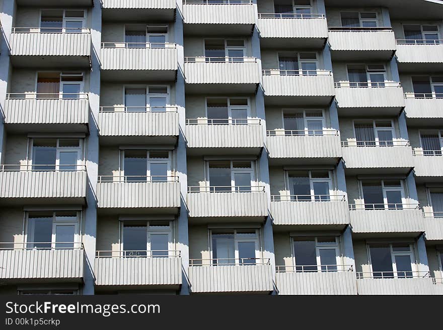 Old building with symmetric balcony. Old building with symmetric balcony