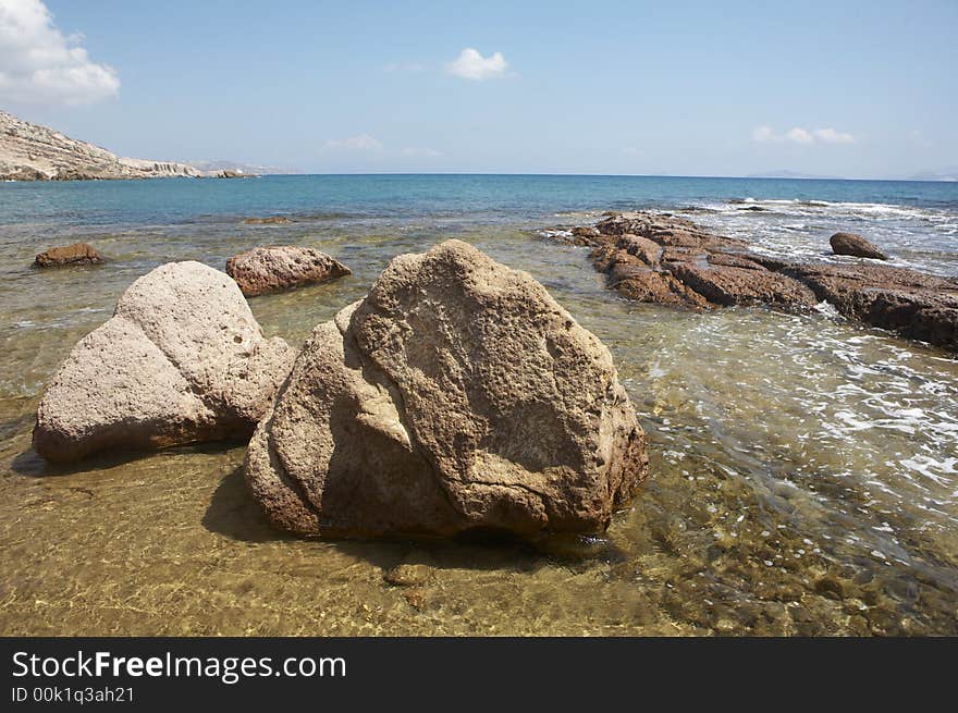 A beautiful stony beach some where in south europe