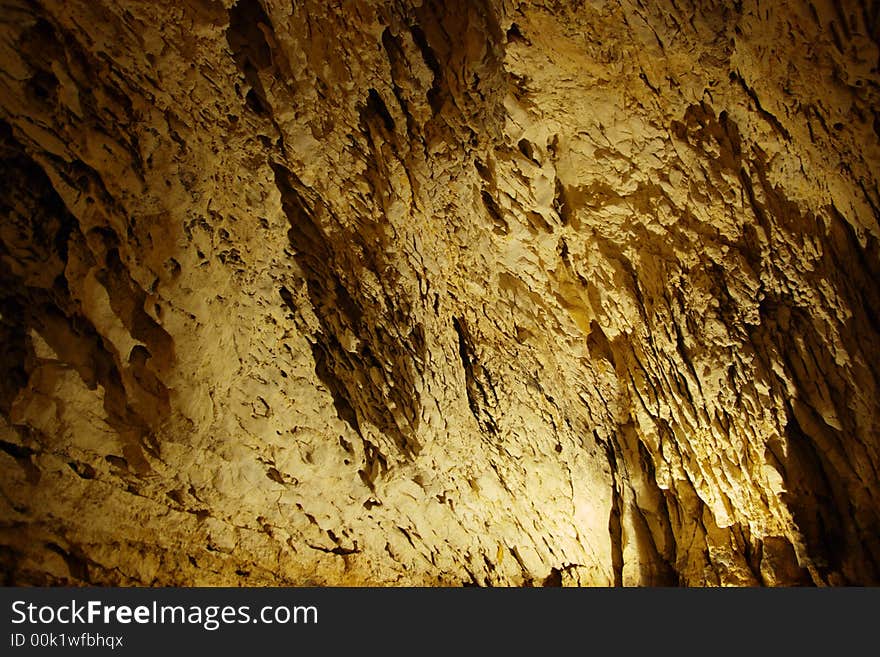 Unusual stalagmites in the underground cavern grotto. Valorbe, Switzerland, EU. Unusual stalagmites in the underground cavern grotto. Valorbe, Switzerland, EU.