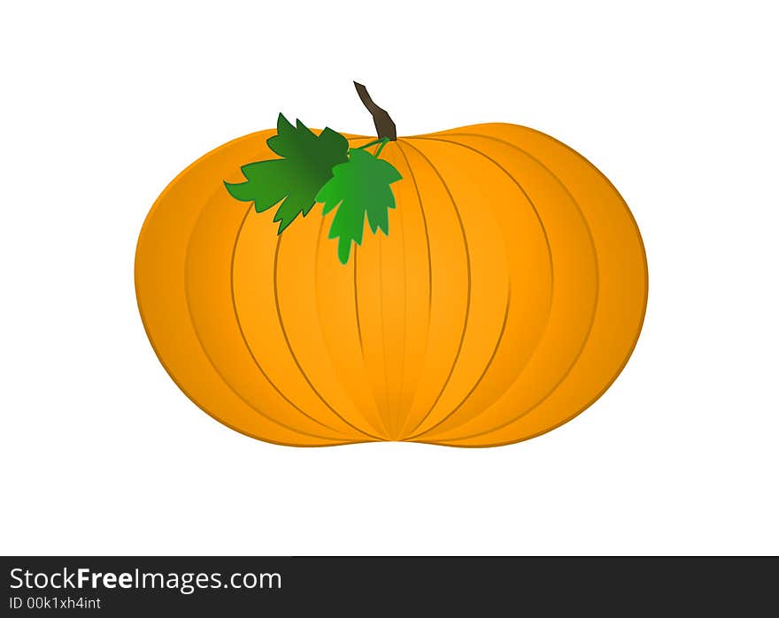 Large pumpkin illustration with varying shades of orange on a white background. Large pumpkin illustration with varying shades of orange on a white background.