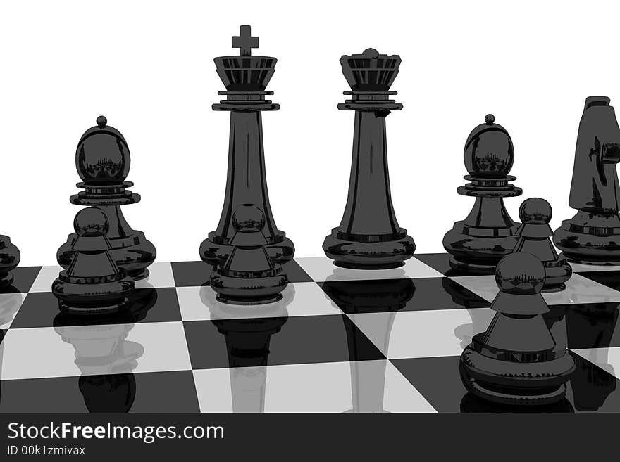 3d chess with black figures. 3d chess with black figures