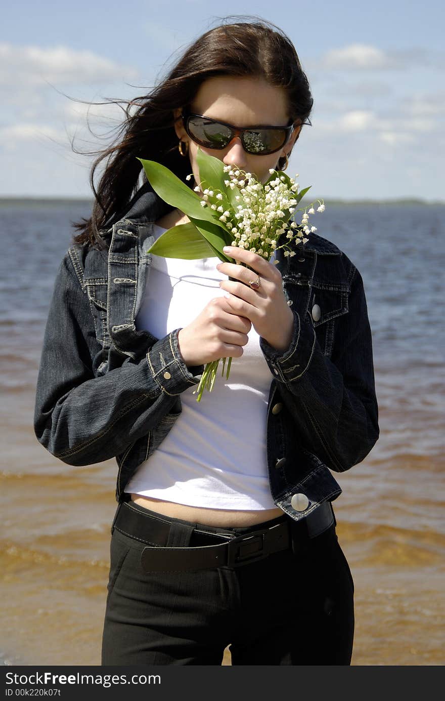 The beautiful girl on lake. The beautiful girl on lake