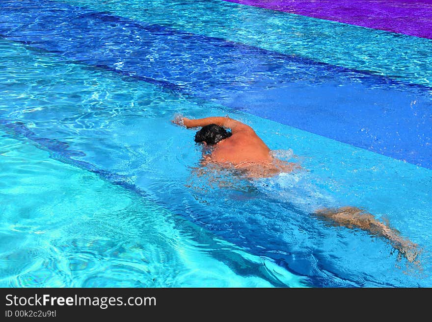 Colorful swimming in the resort