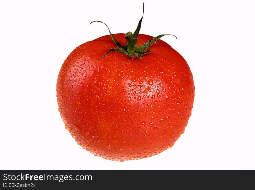 Red tomato with green petiole